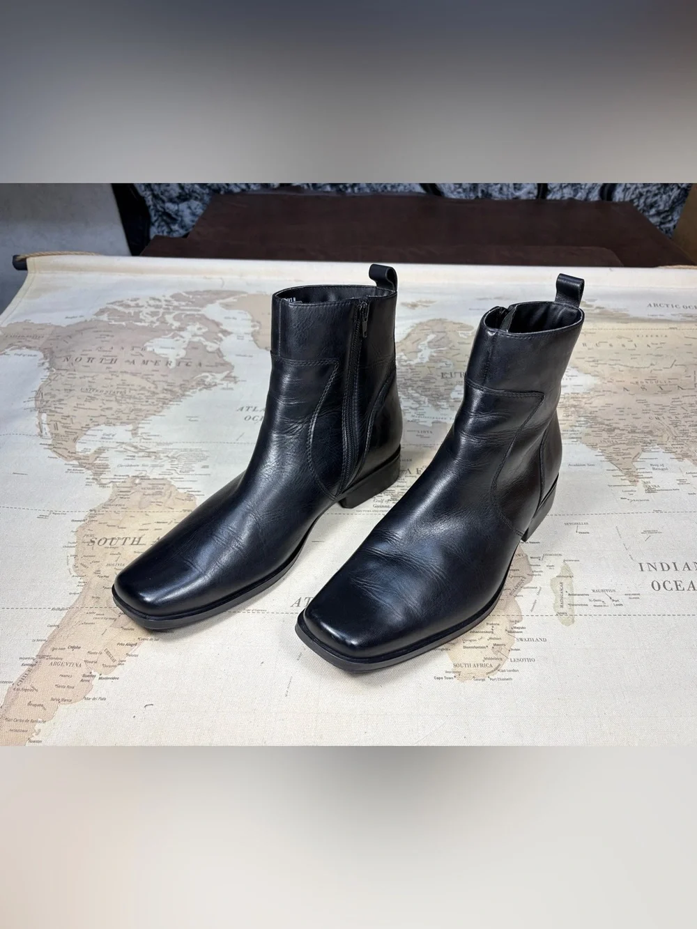 Mens Leather Boots Rockport Toloni K70048 Black Side Zip Sz 10 Casual-Dress EUC